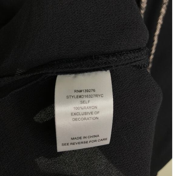 Daniel Rainn Top Sz Small Black Boho Trim Collared Tassel Front NWT - Picture 7 of 8